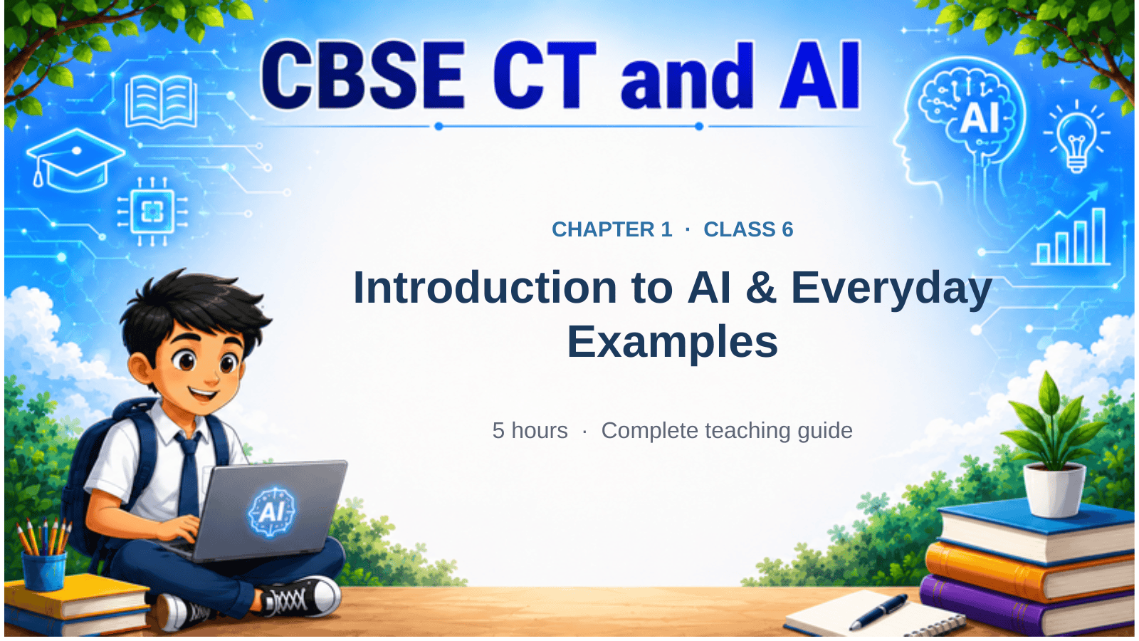CBSE CT & AI Class 6 Chapter 1 — Introduction to AI & Everyday Examples CBSE CT and AI Class 6, Chapter 1: Introduction to AI and Everyday Examples — 5 hours, complete teaching guide