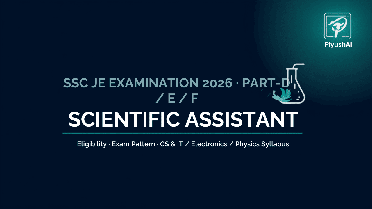 SSC Scientific Assistant IMD 2026 banner - India Meteorological Department, Part-D E F syllabus and eligibility guide by PiyushAI